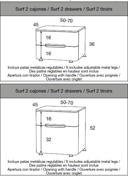 Nakts skapītis ar noapaļotām fasādēm SURF